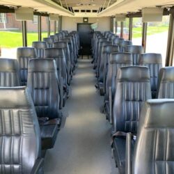 Photo of the inside of a charter bus